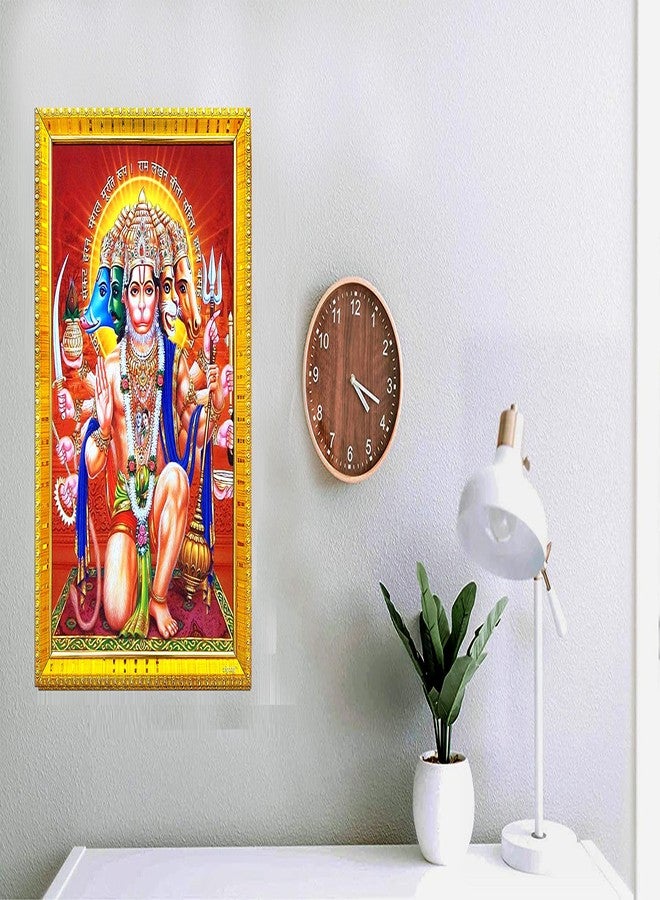 ZIG-ZAG zig zag Lord Panchmukhi Hanuman Ji Photo Frame For Wall / Table / Pooja Room ( 7x9 inches, Acrylic Glass) Golden, Rectangular - Image 3